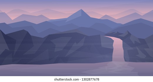 Waterfall. Vector landscape