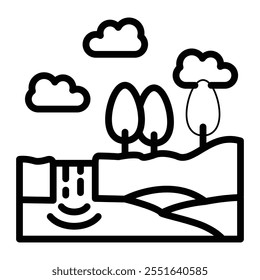 Waterfall Vector Line Icon Design