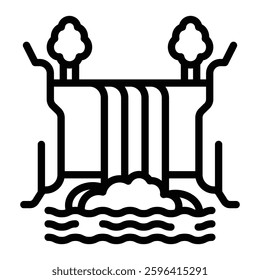 Waterfall Vector Line Icon Design
