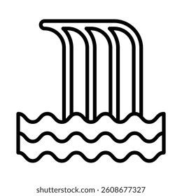 Waterfall Vector Line Icon Design