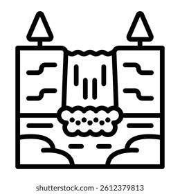 Waterfall Vector Line Icon Design