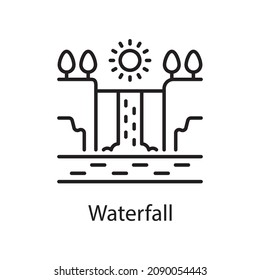 Ilustración de diseño de icono de contorno de vector de cascada. Símbolo de actividades sobre archivo EPS 10 de fondo blanco