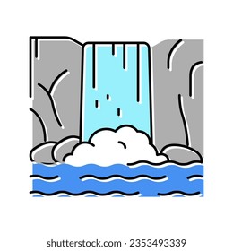 waterfall water color icon vector. waterfall water sign. isolated symbol illustration