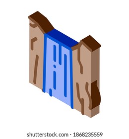 waterfall water falling from mountain icon vector. isometric waterfall water falling from mountain sign. color isolated symbol illustration