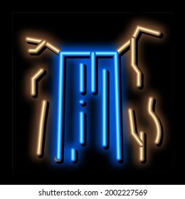 waterfall water falling from mountain neon light sign vector. Glowing bright icon waterfall water falling from mountain sign. transparent symbol illustration
