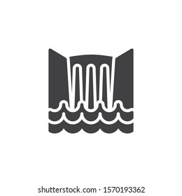 Waterfall and water waves vector icon. filled flat sign for mobile concept and web design. Waterfall glyph icon. Symbol, logo illustration. Vector graphics