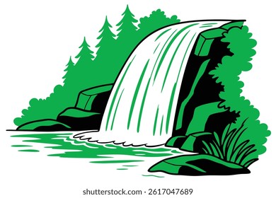 a waterfall White background all shape smooth