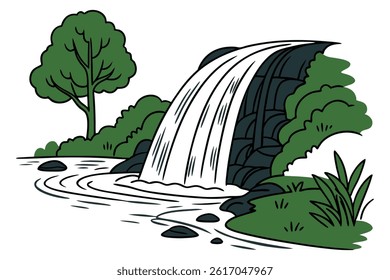 a waterfall White background all shape smooth color D