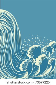 Waterfall.Vector blue water waves background