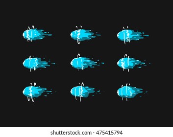 Water-fireball animation. Sprite sheet for cartoon or game.