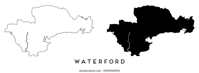 Waterford map outline and black silhouette vector