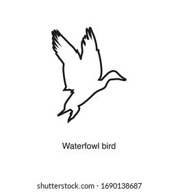 Waterfowl bird icon vector on white background. Black icon illustration