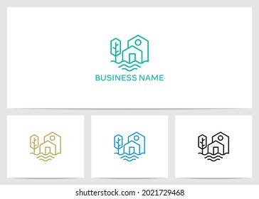 Waterfront Properties Outline Logo Design