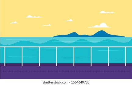 waterfront street background vector illustration