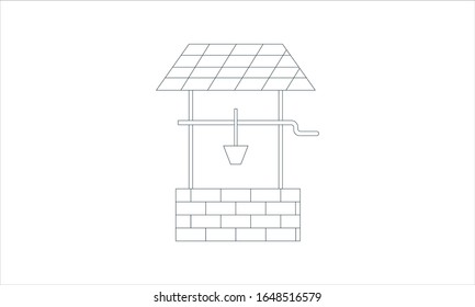 Waterhole bucket water , isolated flat icon on white background.