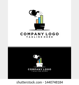watering for business growth logo vector icon ilustration