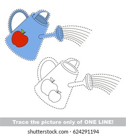 Watering Can to be traced only of one line, the tracing educational game to preschool kids with easy game level, the colorful and colorless version.