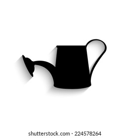Watering can - black vector icon with shadow