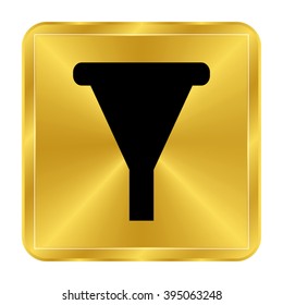 watering can - black vector icon;  gold button