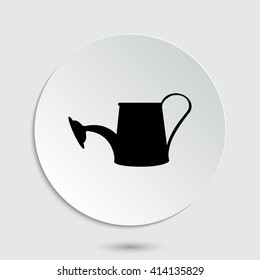 Watering can - black vector icon  with shadow
