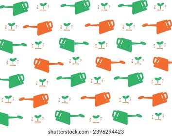 Watering can and bud pattern illustration wallpaper background pattern
