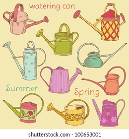 Watering Can Collection - Scrapbook design elements in vector