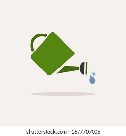 Watering can. Color icon with shadow. Gardening vector illustration