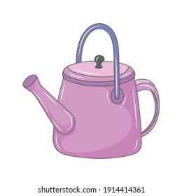 Watering can colored vector illustration. isolated with hand drawn style 