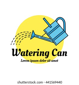 Watering can colorful icon. Line art design concept. Can be used as a garden shop or horticultural market logo. EPS 10 vector illustration isolated on white.