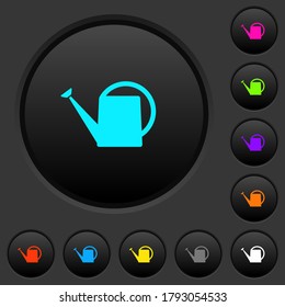 El agua puede oscurecer los botones pulsadores con iconos de color vivos en el fondo gris oscuro