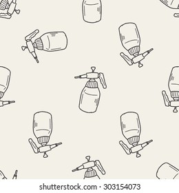 watering can doodle seamless pattern background