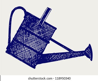 Watering can. Doodle style