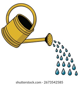 Regadera con gotas aisladas Ilustración vectorial sobre fondo blanco