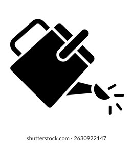 Watering Can Fill Icon. Black and White Garden Watering Tool Symbol