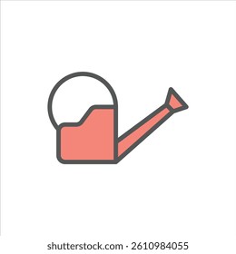 watering can filled outline icon. watering can color line illustration.