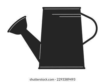 Watering can flat line black white vector object. Product for lawn and garden irrigation. Editable cartoon style icon. Simple isolated outline spot illustration for web graphic design and animation