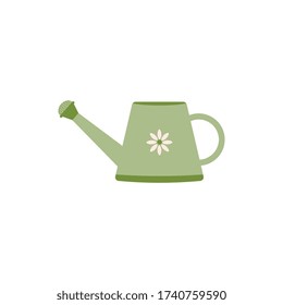 Watering can flat vector illustration isolated on a white background.