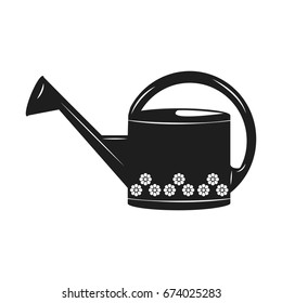 Watering can with flower isolated vector icon. Irrigation symbol.
