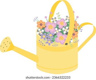 Watering can with flower vector image or clip art