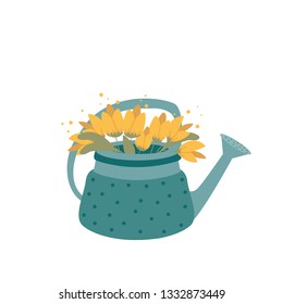 watering can with flowers