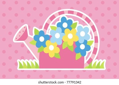 watering can with flowers