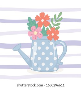 Wasserdose mit Blumen Blumendekor Streifen Hintergrund Vektorillustration