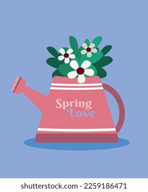  Reloj de agua con flores de primavera de texto