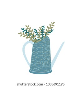 watering can with flowers vector