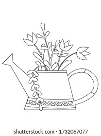 Watering can and flowers