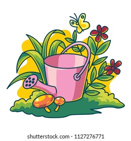 Watering can in the garden