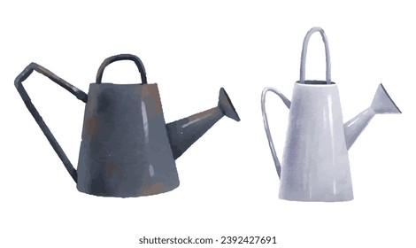 watering can garden metal vector illustration. Waterpot