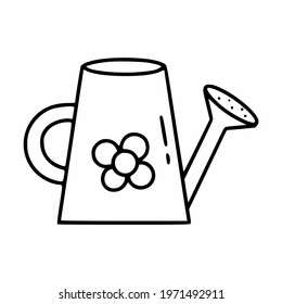 Watering can for watering garden plants. Vector illustration in doodle style.