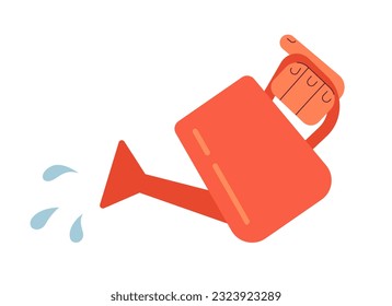 Watering can hand semi flat colour vector object. Editable cartoon clip art icon on white background. Simple spot illustration for web graphic design