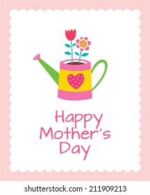 watering can happy mother's day greeting card